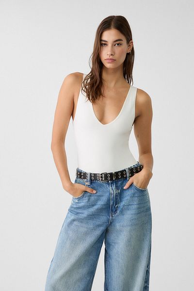 Stradivarius V-neck polyamide bodysuit