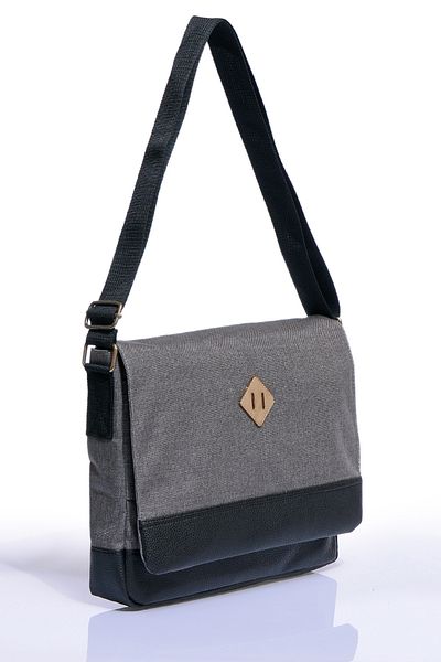 Fiyaka Gk16 Poștaș Geantă Crossbody Orizontală Gri Negru