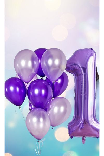 Deniz Party Store Light Purple Lilac 1 Year Foil Purple Lilac Metallic Balloon Set