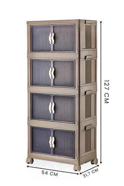 NESS HOME 4'lü Portatif Istiflenebilir Tekerlekli Organizer Dolap - Saklama K...
