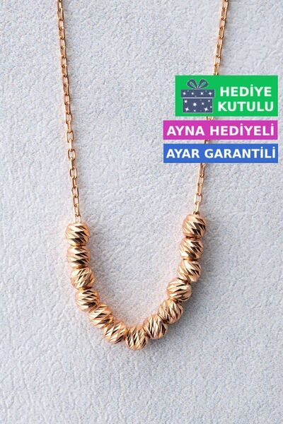Jewelmim Dorika Gümüş Kolye 18 Ayar Rose Altın Kaplama Dorika Toplu Kolye 925...