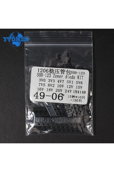 YTDMEN طقم ثنائيات زينر 1206 SOD-123، 150 قطعة، SOD-123 1206 SOD-323، ثنائي ز...