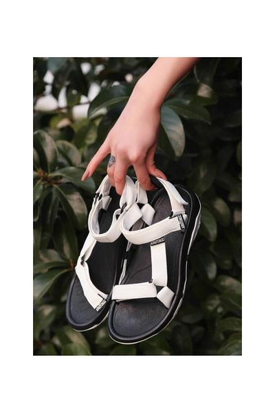 homiro Non-slip Thermo Sole White Black Sports Sandals - Velcro