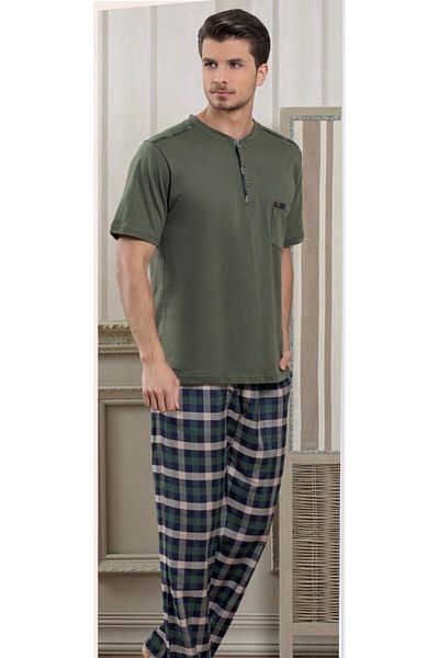 Pelin Pijama Pajama Set with Placket -2714 - dark blue