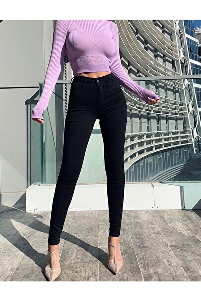 Lixera Lucy, negru, talie înaltă, blugi super skinny din Lycra colorfast (dis...