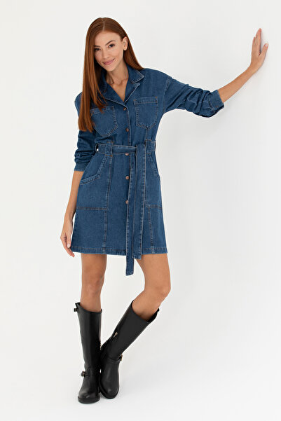 U.S. Polo Assn. Kadın Koyu Mavi Jean Elbise 50271443-DN0023