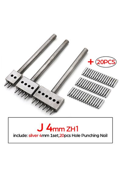 QJH 4/5/6/8mm Spaced Leather Hole Punches Punching Nail DIY Hand Drilled Round Sewing Cutting...