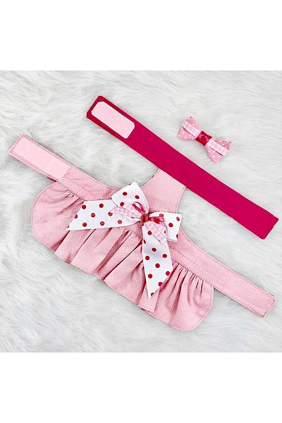 RAY TİCARET Pink Bow Bow Tie Double Dog Clothes Set