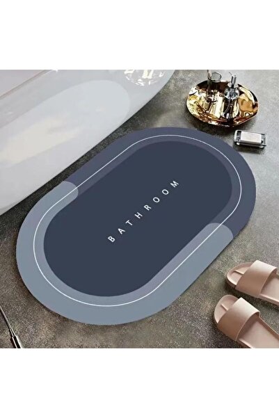 tozlupazar OVAL MAVİ Süper Su Emici Kaymaz Tabanlı Paspas Sihirli Abdest Paspası