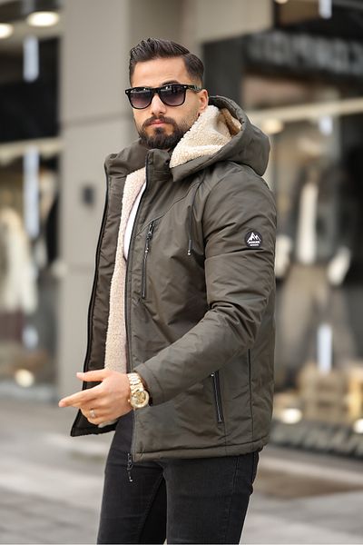 DOXGER Winter Coat with Fur Inside and Removable Hood