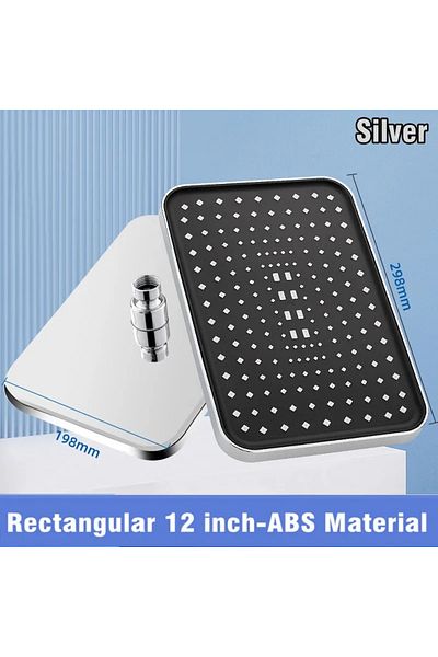 Choice Rectangular Silver New 12 Inch High Pressure Top Spray Rain Shower Head Larger Flow Supercharge Rain