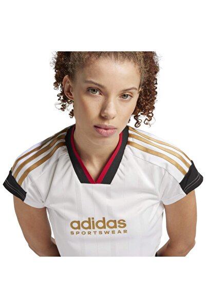 adidas Dámské bílé tričko Tiro Np Crop s výstřihem do V