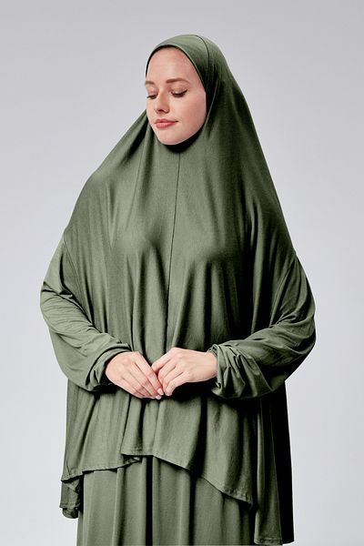 Sonbaharmoda Φόρεμα προσευχής - δύο τεμάχια, οργανικό βαμβάκι, ελαστικό μανίκι, αντιολισθητική φούστα, χτενισμένο βαμβακερό μουσουλμανικό