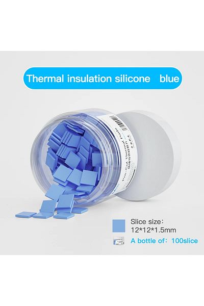 Choice 100 قطعة من ألواح السيليكون العازلة للحرارة من Blue Maant مقاومة درجات الحرارة العالية للوحة الأم ووحدة المعالجة المركزية وIC G