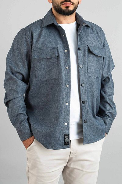 bombe Férfi indigó szezonális alkalmi búvárfedő sportkivágású kabát Snap Jacket ing