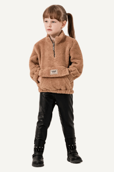 asiltr Plush Sweatshirt Girl's Double Set