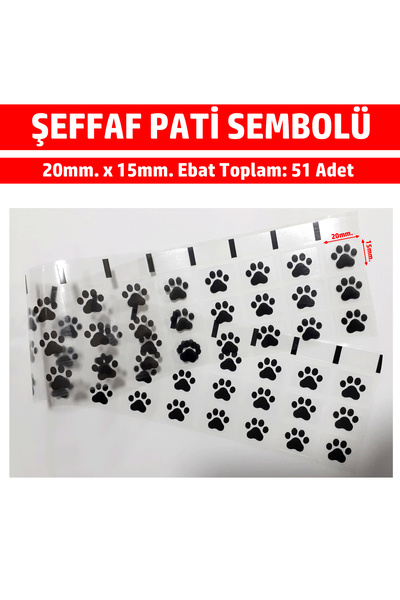 DİJİTAL BARKOD Şeffaf Pati Etiketi Sticker Sevimli Patiler, Kedi Patisi 20x15...