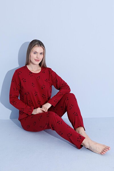 PİJAMOOD Жіночий комплект піжами з довгими рукавами з бавовни з принтом