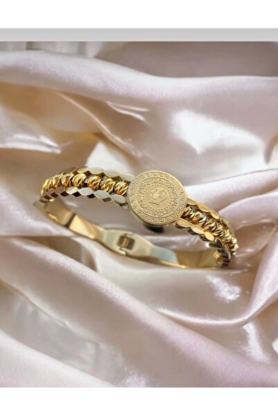 mrsflower jewelry Çelik Kelepçe Bileklik Kararmaz Dorikalı Çeyrekli Figürlü