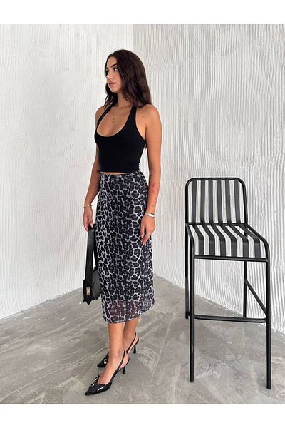 Noa Noa Fusta din tul cu model leopard