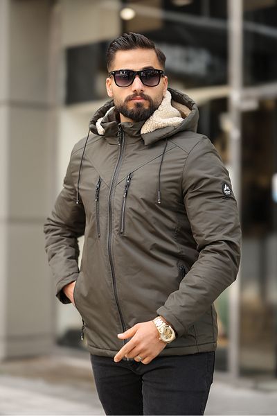 DOXGER Winter Coat with Fur Inside and Removable Hood