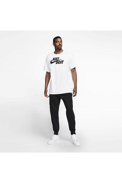 Nike Ανδρικό λευκό μπλουζάκι με στρογγυλή λαιμόκοψη Just Do It Swoosh