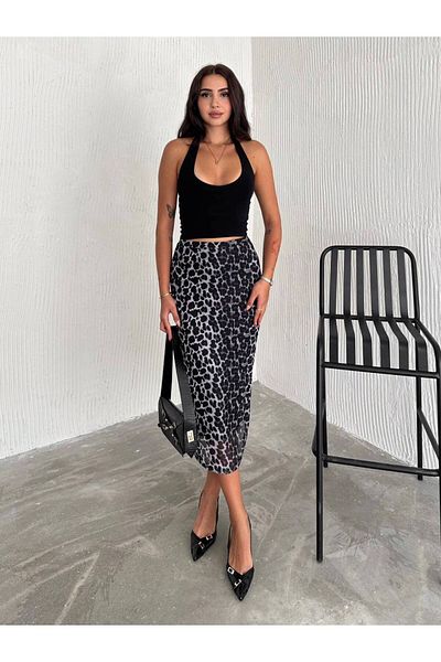 Noa Noa Fusta din tul cu model leopard