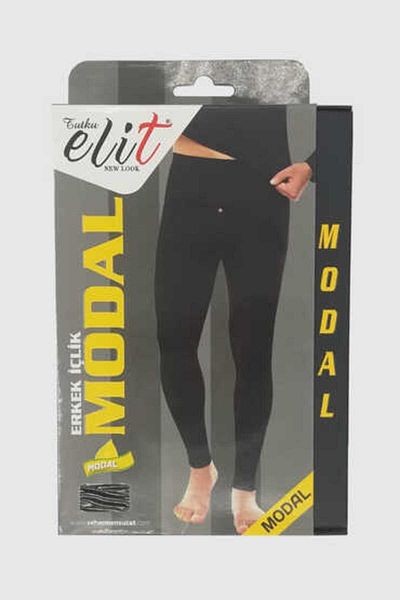 Tutku 1308 Elite Men's Black Modal Thermal Thin Underwear