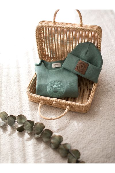 Weeny Muse Children's Embroidered Camisole Strap Jumpsuit and Leather Labeled Beret Set