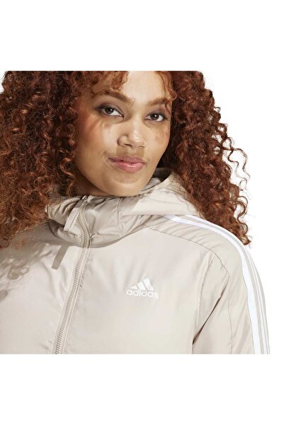 adidas Γυναικείο μπεζ παλτό με κουκούλα 3 Stripes Essentials