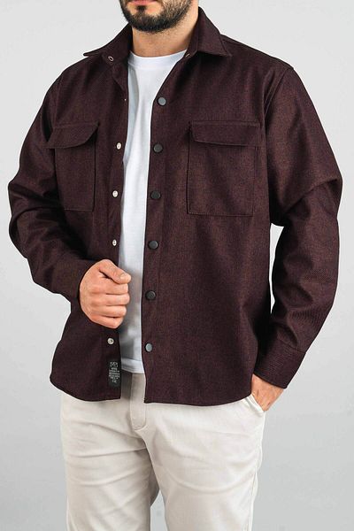bombe Ανδρικό Claret Red Seasonal Casual Scuba Coating Αθλητικό κομμένο παλτό πουκάμισο με κουμπωτά