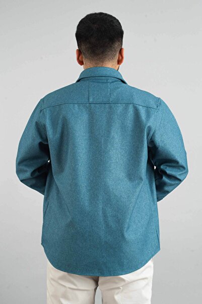 bombe Cămașă pentru bărbați, sezonieră, ocazională, acoperită cu scuba, cu tăietură sportivă