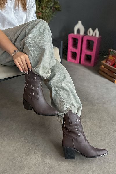 SHOEBELLAS Ghete de damă cu model de piatră maro amar Berceste