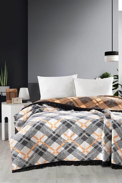 lissehome 4 Season Cotton Blanket - Soft and Light Comfort Gray Yellow 200cm X 220cm