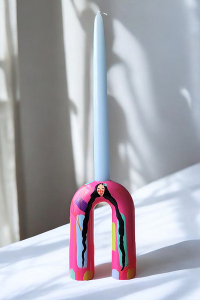 ARİENEL Dekoratif Mumluk & Şamdan | Rapunzel | Pembe | El Yapımı | 13x9 Cm | ...