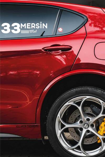 Kocamın Tasarımı 33 Mersin Cod de plăcuță de înmatriculare - Autocolant alb pentru vehicul, 40x8 cm, Design special cu scrisul județului