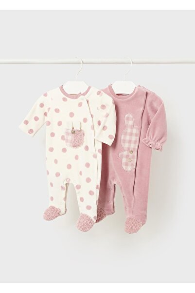 MAYORAL Kız Bebek Kadife Tulum Set 2li