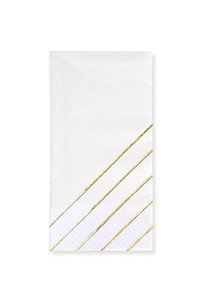 Story منديل ورقي أبيض منقوش بخط ذهبي مقاس 40 × 40 سم مكون من 16 منديلًا