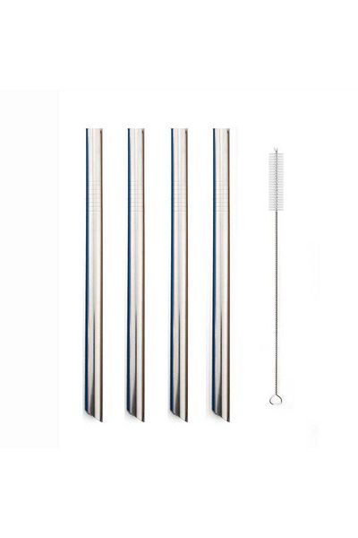 Choice 5pcs Silver 5pcs Metal Drinking Straw Set Reusable 304 Straw Stainless Steel Straw Wide 12mm Pearl M