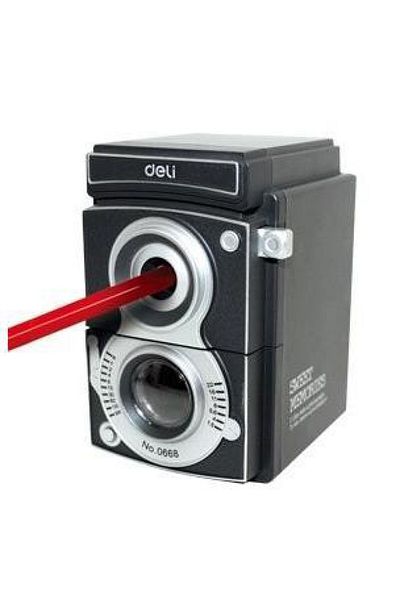 Deli Black Desktop Pencil Sharpener Camera 0668
