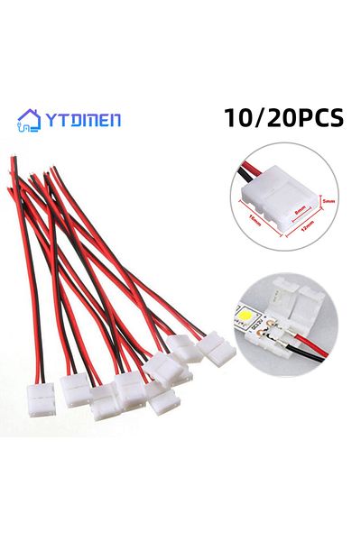 YTDMEN Line Connector 10pcs 8mm 10/20pcs Lot No Soldering 2 Pin Led Strip Connectors 8 Mm 10 Mm Power Wire