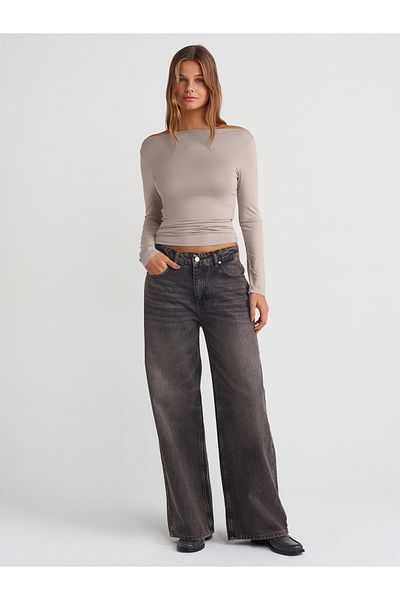 Dilvin 71727 Laser Washed Loose Trousers-Black