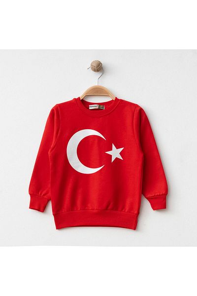 WİNİMO KİDS Unisex Red Crescent Star Sweatshirt