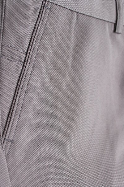 Varetta Ανδρικό λινό παντελόνι Earth Brown Classic Cut Woven Dobby Seasonal με τσέπες