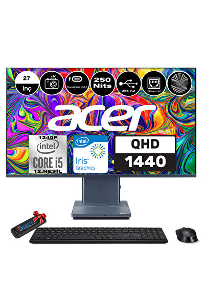 ACER Aspıre S27-1755 I5-1240P 32GB 2tb SSD 27" Wqhd 1440P W11HOME WHDQBKDEM006+ Zetta Flash Bellek