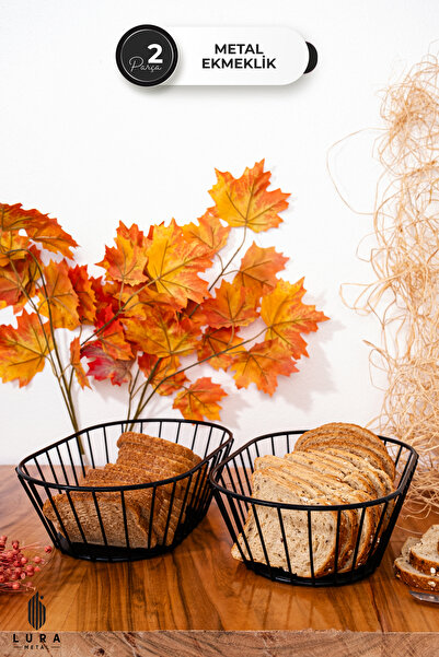 Skygo 2'li Siyah Ekmek Sepeti – Sofralar İçin Şık ve Dayanıklı Metal Ekmeklik Seti