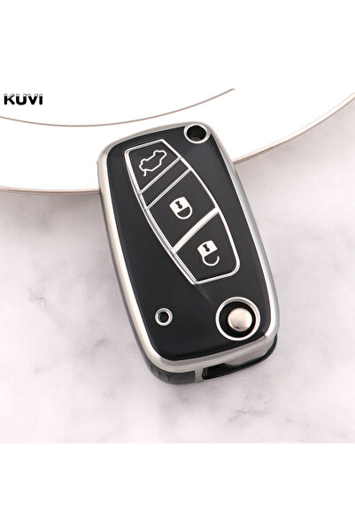 choice2 Black Fashion New TPU Car Flip Key Case Cover Shell Fob Bag For FIAT ...