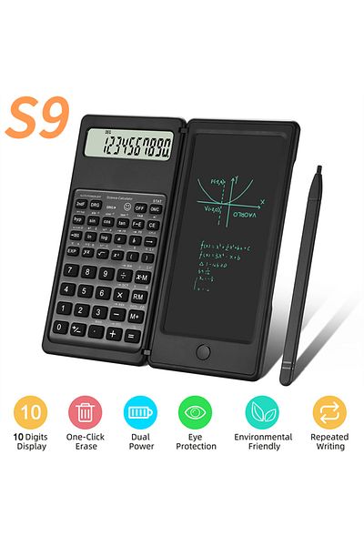 Choice S9 Scientific VAORLO 2 IN 1 Foldable Scientific Calculators With 6 Inch Writing Tablet Digital Drawi