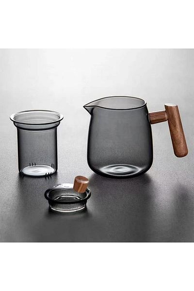 MIBRU Tea and herbal glass jug 500ml with 4 100ml cups set black
