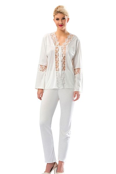 Sistina Ecru Combed Cotton Pajama Set - 1571